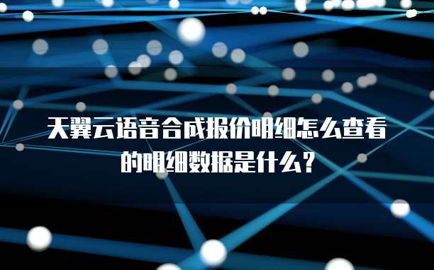 天翼云语音合成报价明细怎么查看的明细数据是什么?