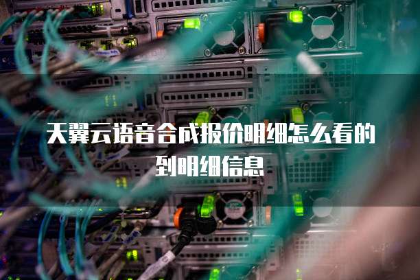 天翼云语音合成报价明细怎么看的到明细信息