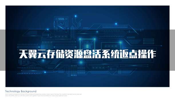 天翼云存储资源盘活系统返点操作