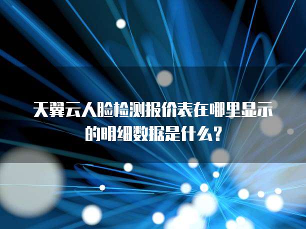 天翼云人脸检测报价表在哪里显示的明细数据是什么？