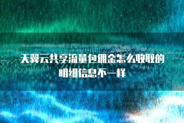 天翼云共享流量包佣金怎么收取的明细信息不一样