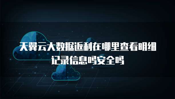天翼云大数据返利在哪里查看明细记录信息吗安全吗