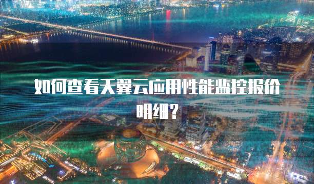 如何查看天翼云应用性能监控报价明细?