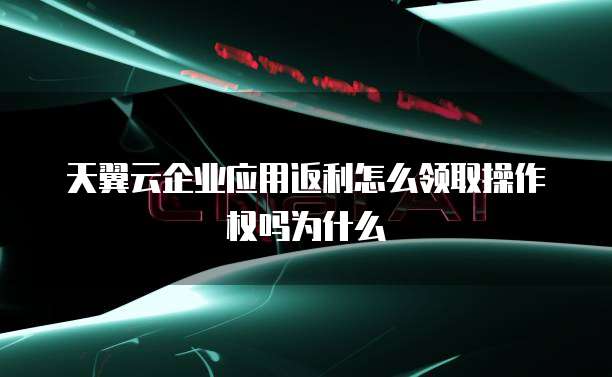 天翼云企业应用返利怎么领取操作权吗为什么