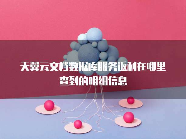 天翼云文档数据库服务返利在哪里查到的明细信息
