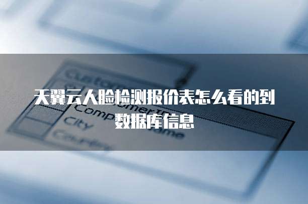 天翼云人脸检测报价表怎么看的到数据库信息
