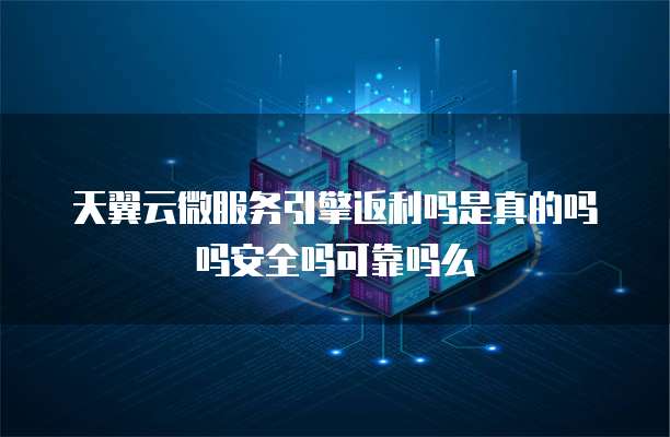 天翼云微服务引擎返利吗是真的吗吗安全吗可靠吗么