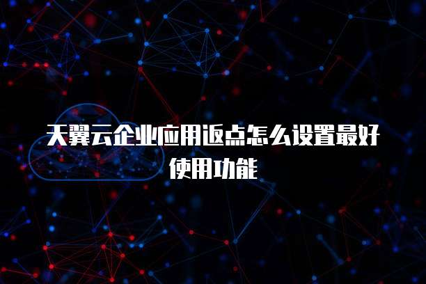 天翼云企业应用返点怎么设置最好使用功能