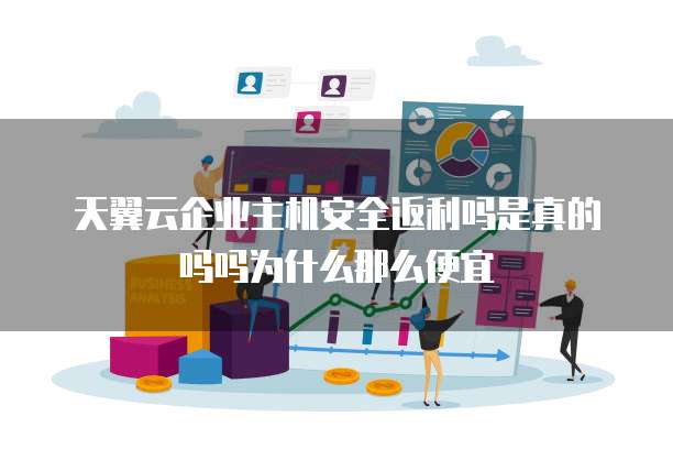 天翼云企业主机安全返利吗是真的吗吗为什么那么便宜