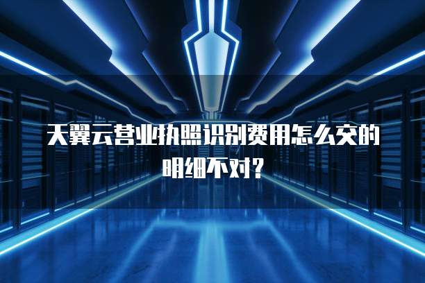 天翼云营业执照识别费用怎么交的明细不对?