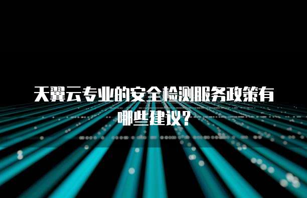 天翼云专业的安全检测服务政策有哪些建议?