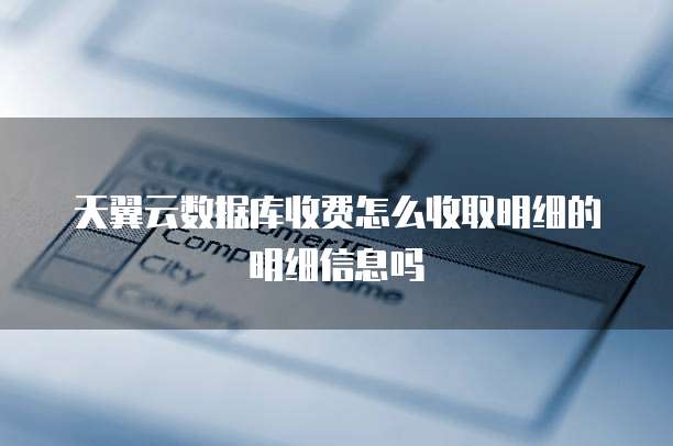 天翼云数据库收费怎么收取明细的明细信息吗