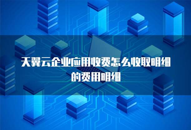 天翼云企业应用收费怎么收取明细的费用明细