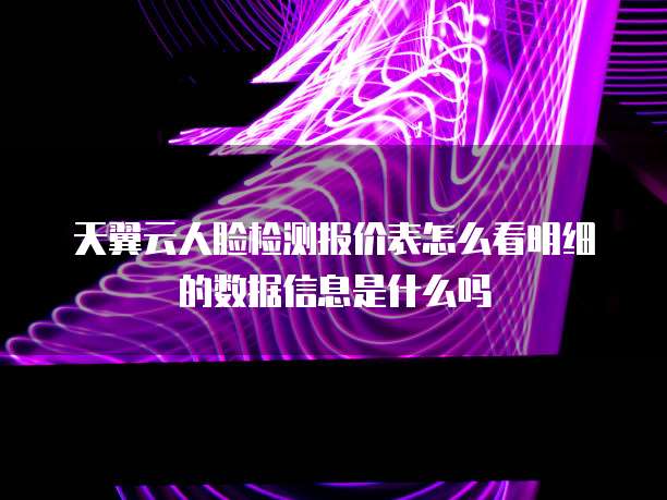 天翼云人脸检测报价表怎么看明细的数据信息是什么吗