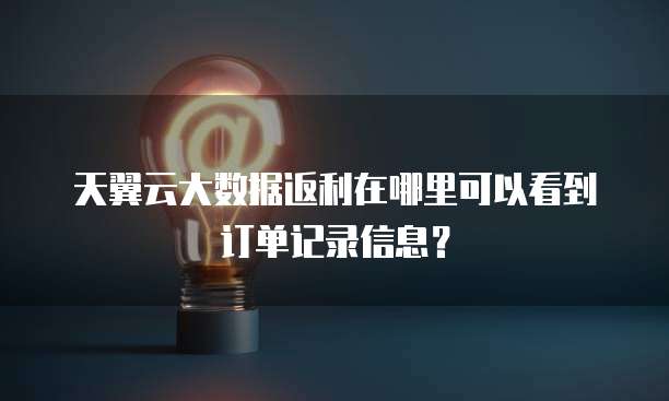 天翼云大数据返利在哪里可以看到订单记录信息？