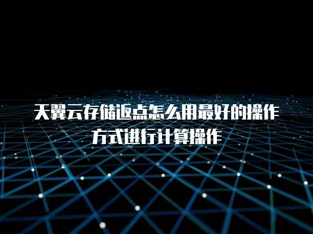 天翼云存储返点怎么用最好的操作方式进行计算操作