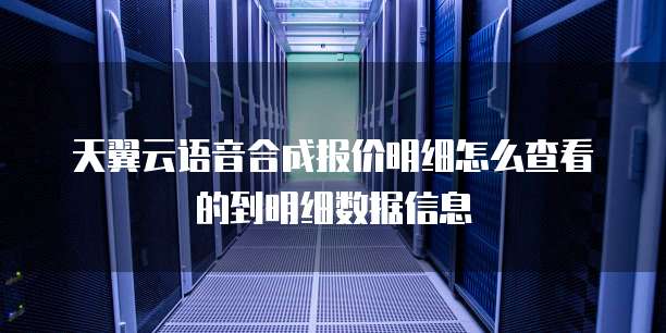 天翼云语音合成报价明细怎么查看的到明细数据信息