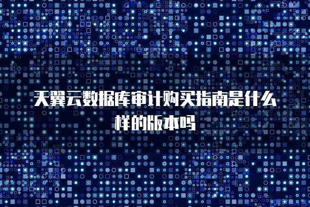 天翼云数据库审计购买指南是什么样的版本吗