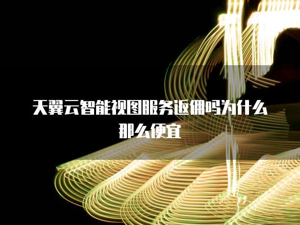天翼云智能视图服务返佣吗为什么那么便宜