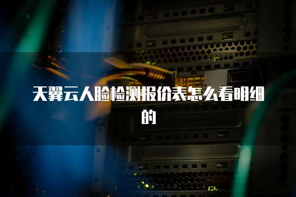 天翼云人脸检测报价表怎么看明细的