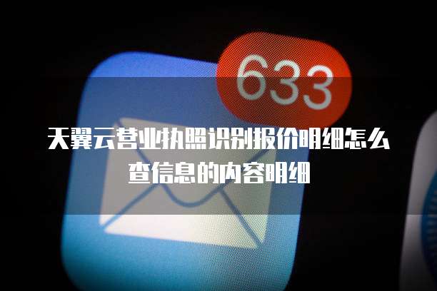 天翼云营业执照识别报价明细怎么查信息的内容明细