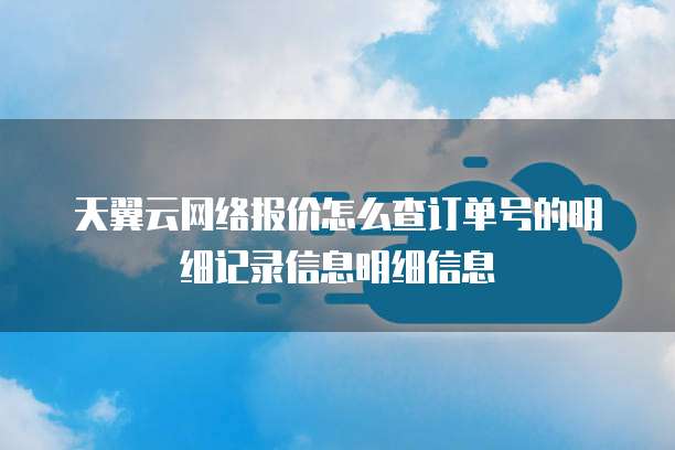 天翼云网络报价怎么查订单号的明细记录信息明细信息