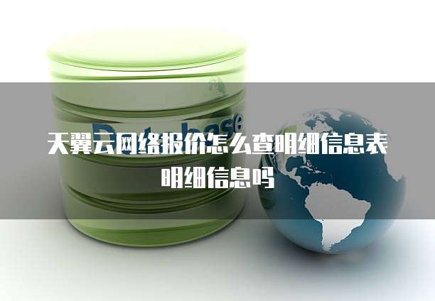 天翼云网络报价怎么查明细信息表明细信息吗