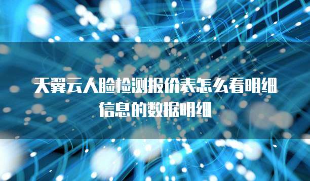 天翼云人脸检测报价表怎么看明细信息的数据明细