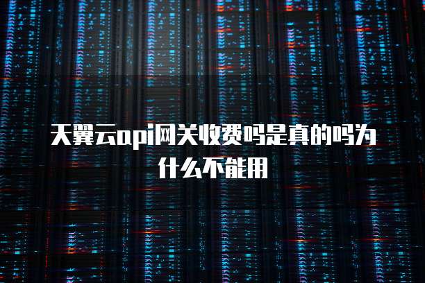 天翼云api网关收费吗是真的吗为什么不能用