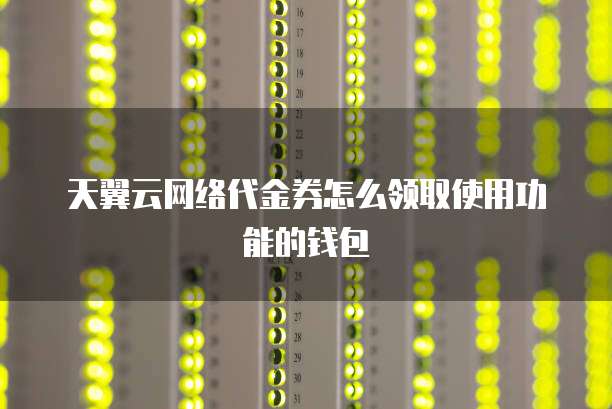 天翼云网络代金券怎么领取使用功能的钱包