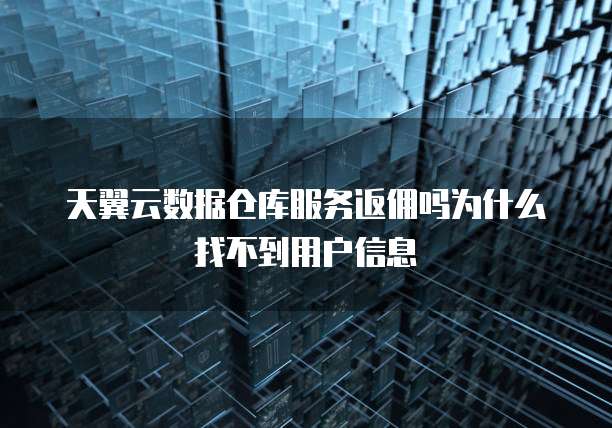 天翼云数据仓库服务返佣吗为什么找不到用户信息