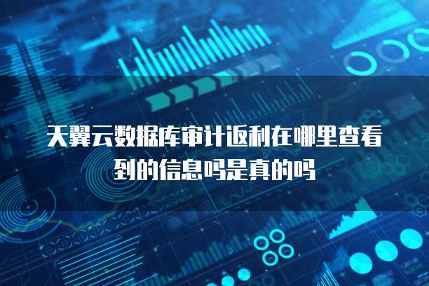 天翼云数据库审计返利在哪里查看到的信息吗是真的吗
