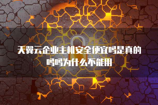 天翼云企业主机安全便宜吗是真的吗吗为什么不能用