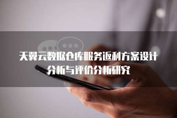 天翼云数据仓库服务返利方案设计分析与评价分析研究