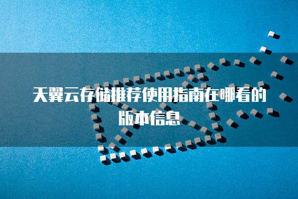 天翼云存储推荐使用指南在哪看的版本信息