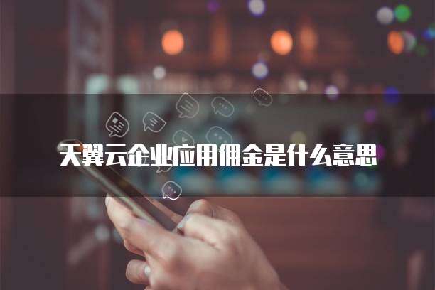 天翼云企业应用佣金是什么意思