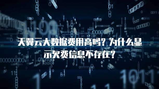 天翼云大数据费用高吗?为什么显示欠费信息不存在?