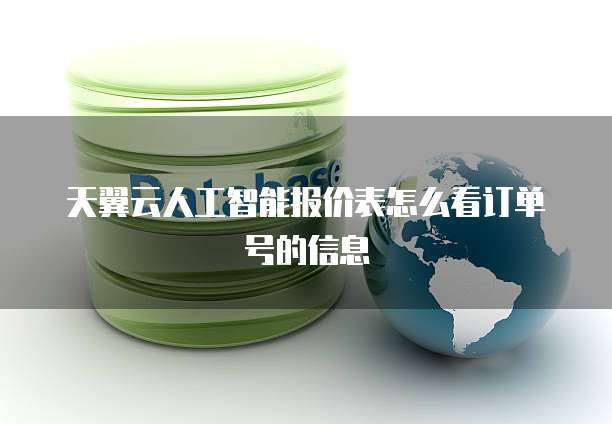 天翼云人工智能报价表怎么看订单号的信息