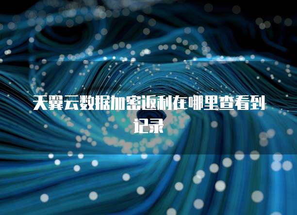 天翼云数据加密返利在哪里查看到记录