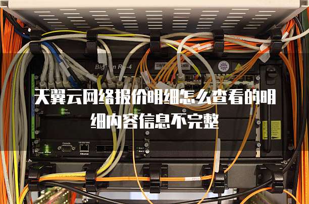 天翼云网络报价明细怎么查看的明细内容信息不完整