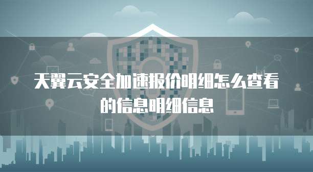 天翼云安全加速报价明细怎么查看的信息明细信息