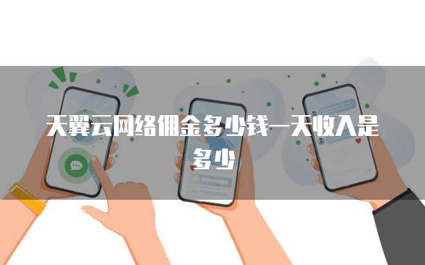 天翼云网络佣金多少钱一天收入是多少