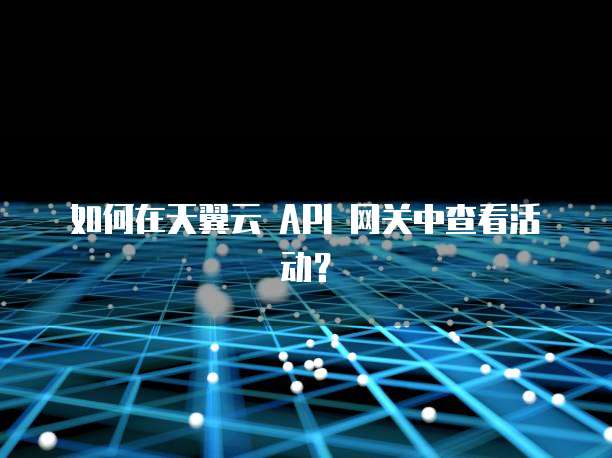 如何在天翼云 API 网关中查看活动?