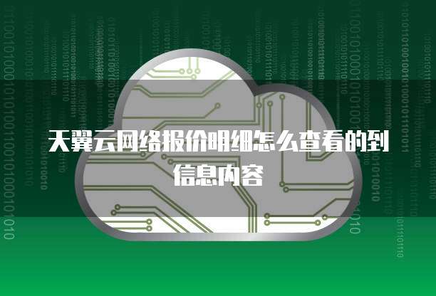 天翼云网络报价明细怎么查看的到信息内容