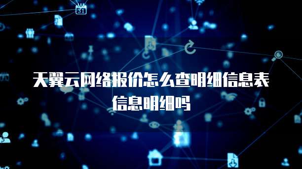 天翼云网络报价怎么查明细信息表信息明细吗