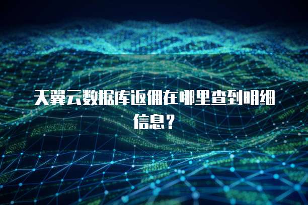 天翼云数据库返佣在哪里查到明细信息？