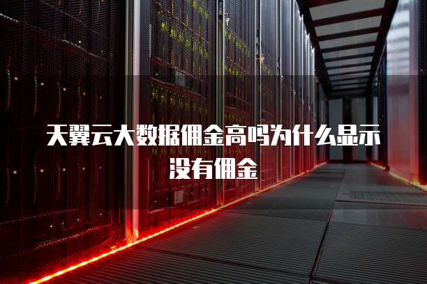 天翼云大数据佣金高吗为什么显示没有佣金