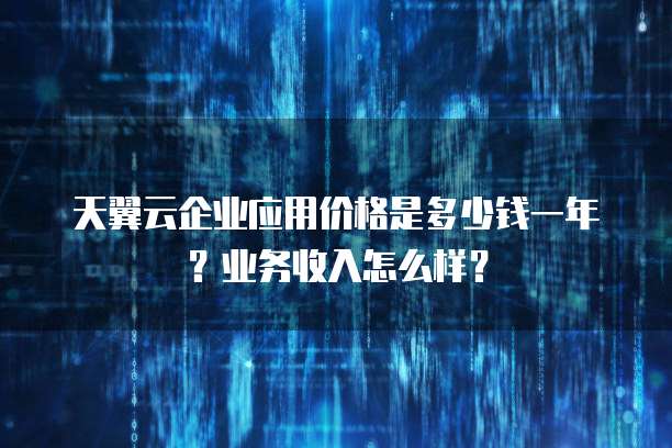天翼云企业应用价格是多少钱一年？业务收入怎么样？