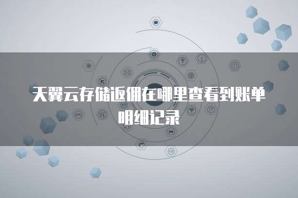 天翼云存储返佣在哪里查看到账单明细记录