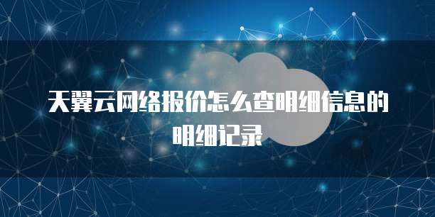 天翼云网络报价怎么查明细信息的明细记录